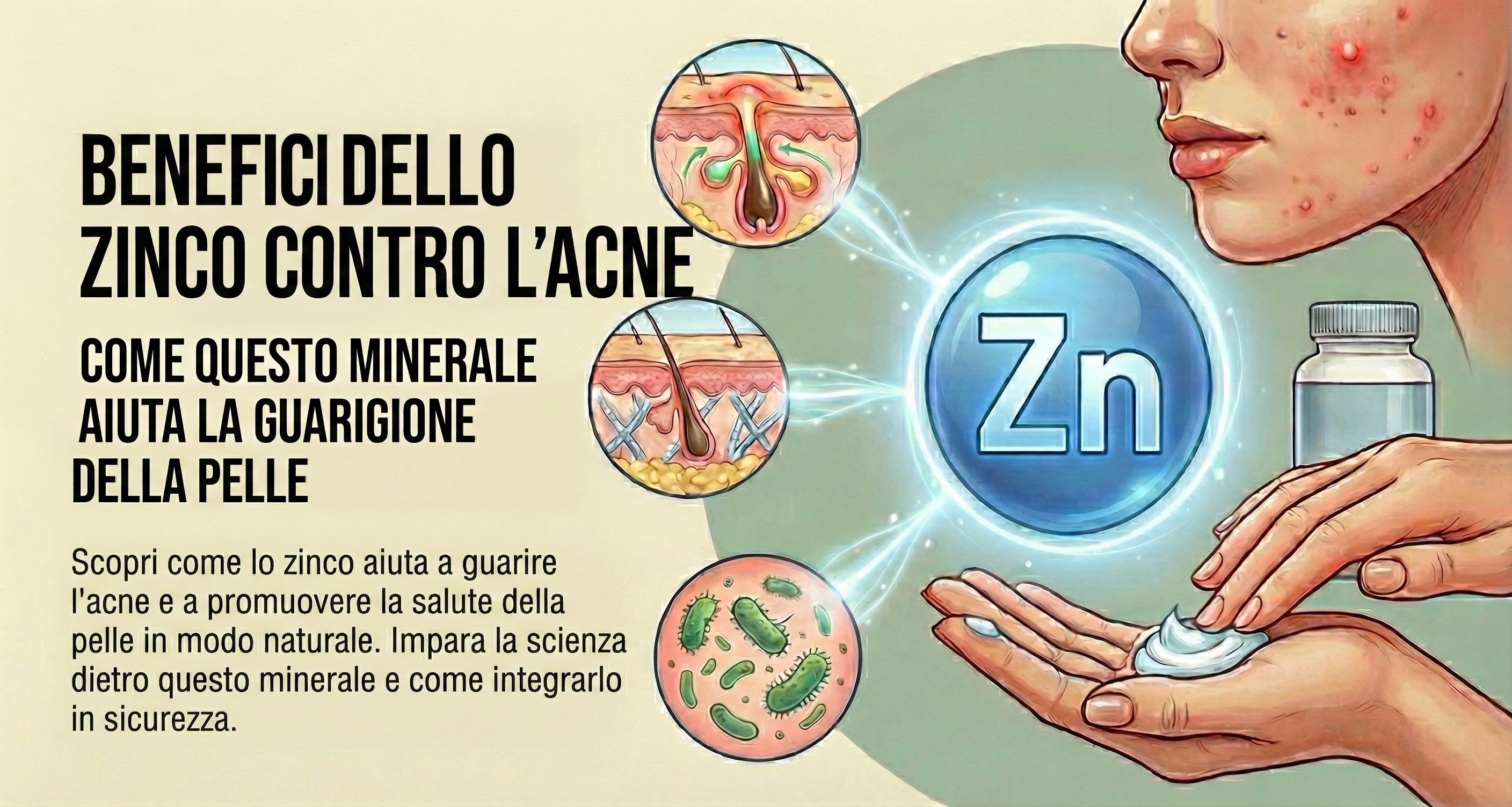 Zinco per l'acne: come questo minerale aiuta la tua pelle a guarire